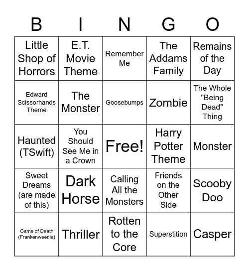 Halloween Singo Bingo Card