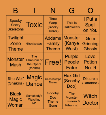 Hallowjamz Bingo Card