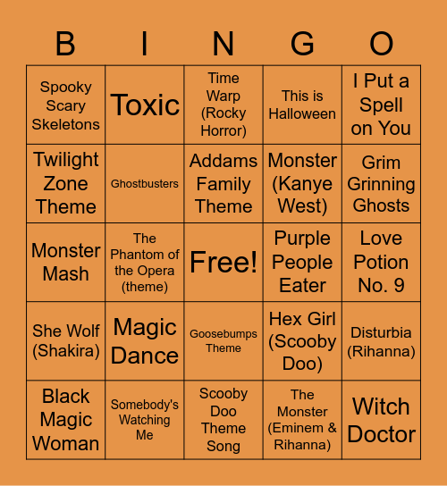 Hallowjamz Bingo Card