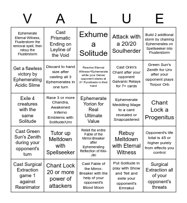 Ephemerate Bingo Card