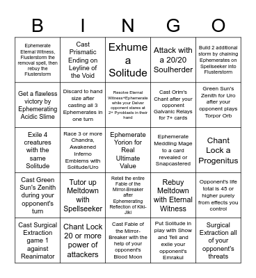 Ephemerate Bingo Card