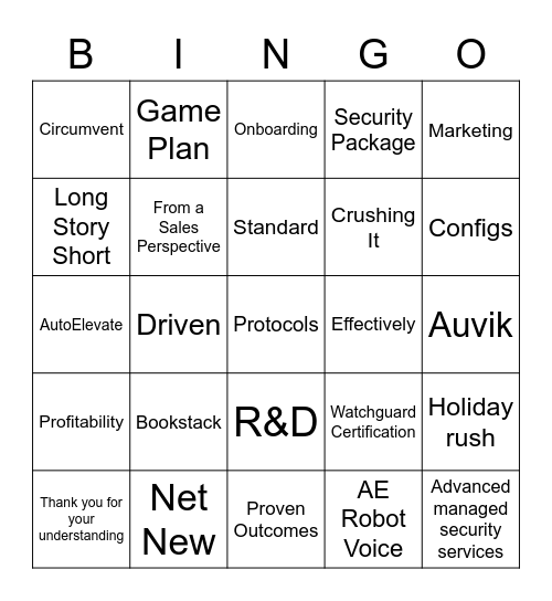 ECS Bingo Card
