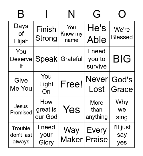 Gospel BINGO Card