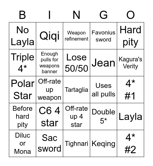 Tartaglia Banner Bingo Card