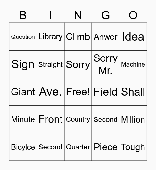 Halloween Tricky Words Bingo Card