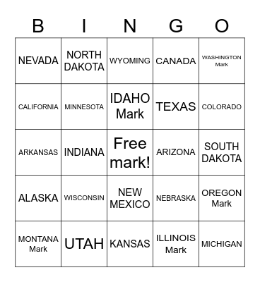 LICENSE PLATE BINGO Card
