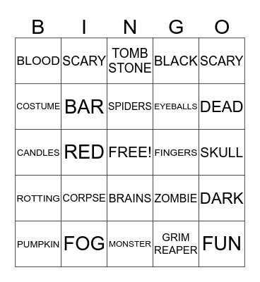 HALLOWEEN  Bingo Card