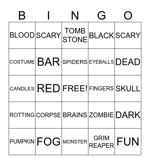 HALLOWEEN  Bingo Card