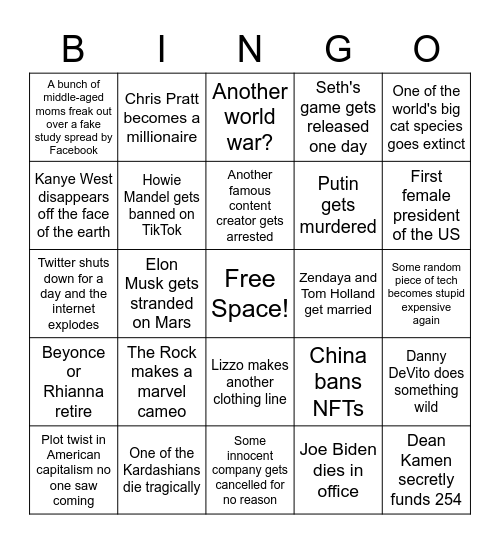 Joelle's Existence Bingo! Bingo Card