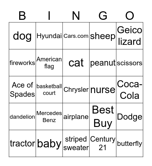 Blind Pig - Commercial Bingo Card