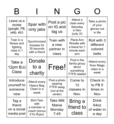 FTF® Charlotte Bingo Card