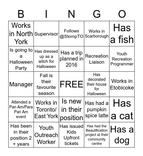 Community Development Bingo Card