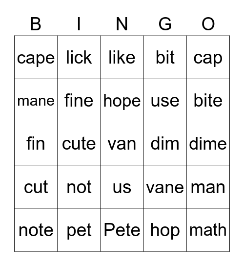 Bingo Card
