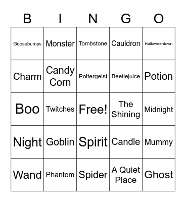 Halloween 2022 BINGO Card