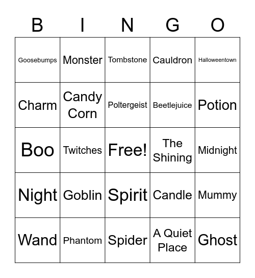 Halloween 2022 BINGO Card