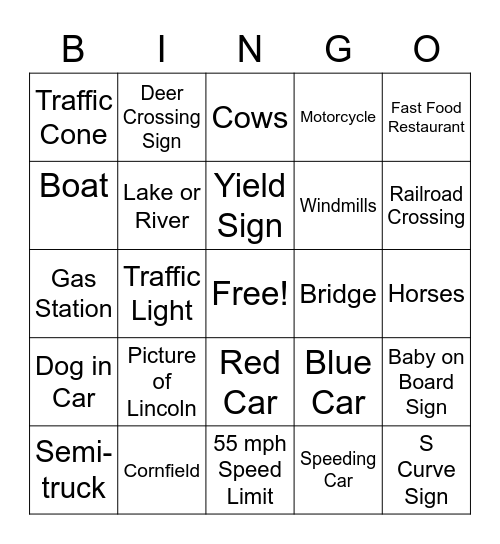 Land of Lincoln Road Trip Bingo! Bingo Card