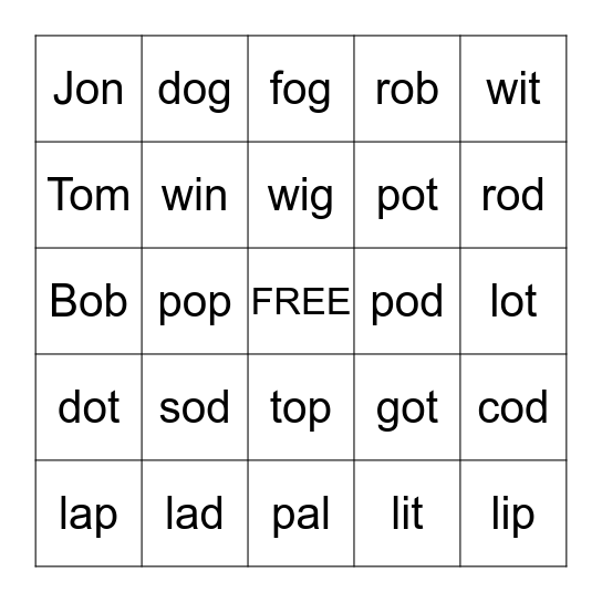 Lesson 8 BINGO--Part 2 Bingo Card