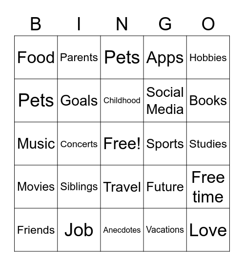 Untitled Bingo Card