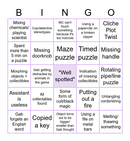 Goobers HOG Bingo Card