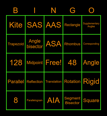 Geometry Halloween Bingo Card