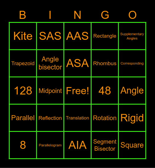 Geometry Halloween Bingo Card