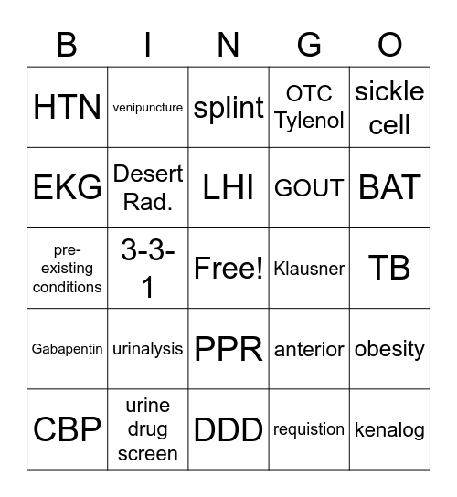 COHW EDITION Bingo Card
