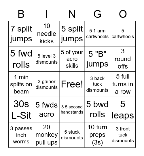 Beam Bingo Card