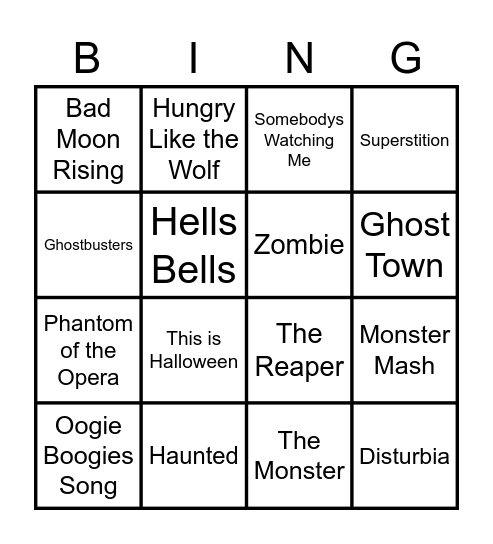 Halloween Bingo Card