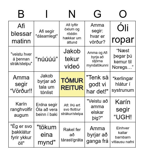 BARNABARNA BINGÓ Bingo Card