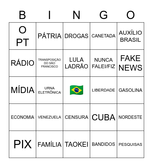 Bolsonaro no debate Bingo Card