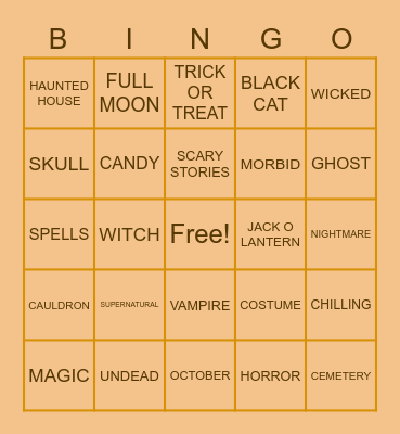 BERGMAN HALLOWEEN BINGO Card