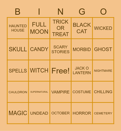 BERGMAN HALLOWEEN BINGO Card