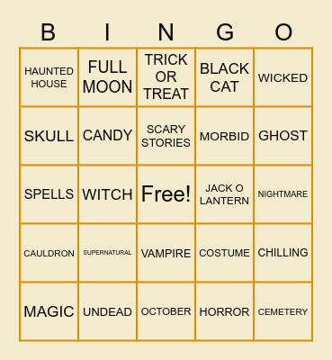 BERGMAN HALLOWEEN BINGO Card