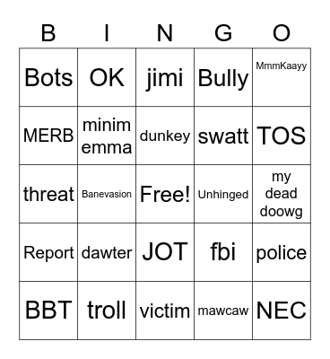 MERB Bingo Card