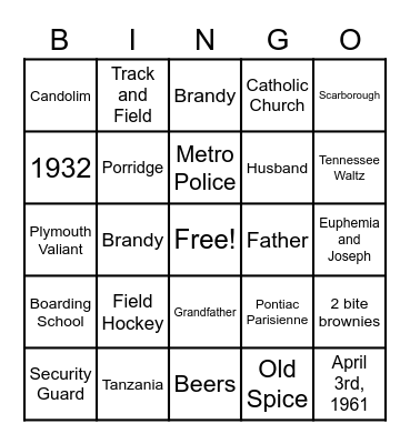 Happy 90th Birthday Dad! Bingo Card
