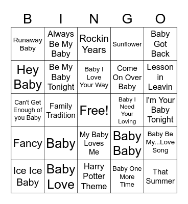 Music Bingo Card
