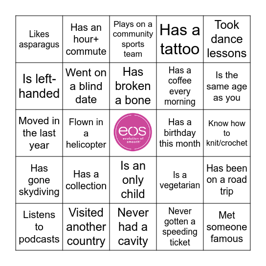 Let's Mingle Bingo Card