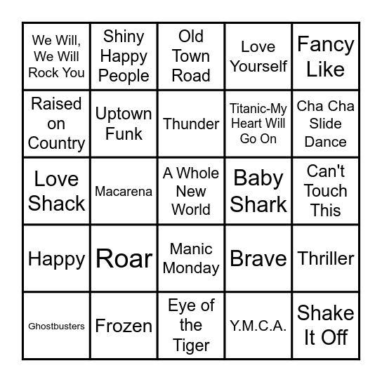 Song Bingo - Graham ES4 Bingo Card