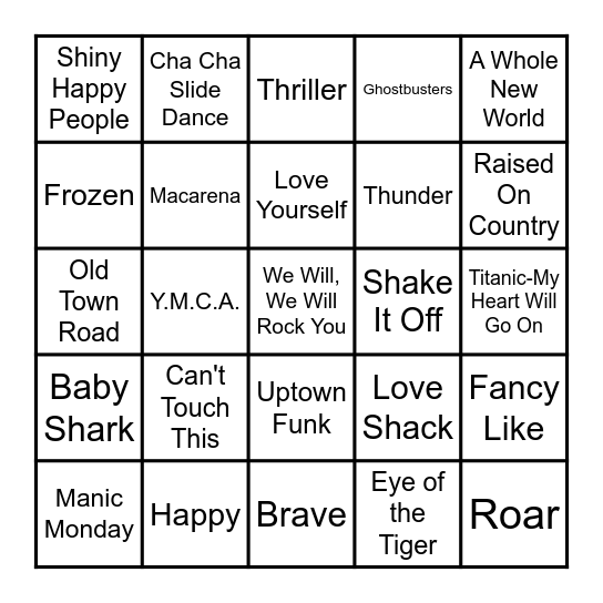 Song Bingo - Graham ES6 Bingo Card