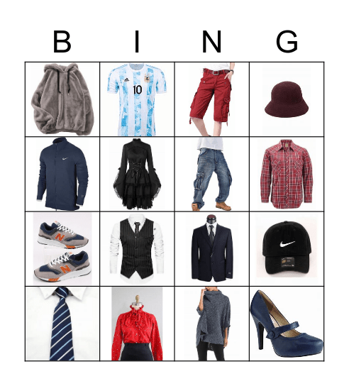 Clothes and style Bingo Card