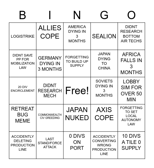 HOI4 MP BINGO Card