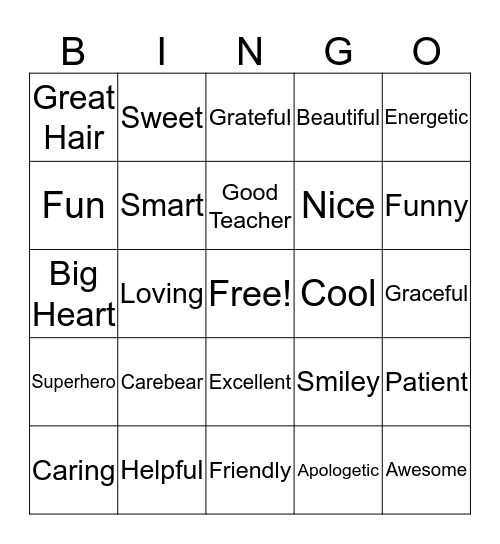 Mrs. Hall Rocks Bingo Card