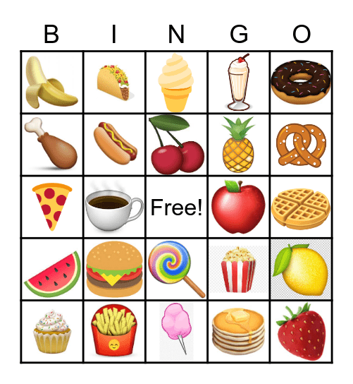 Food Emoji Bingo Card