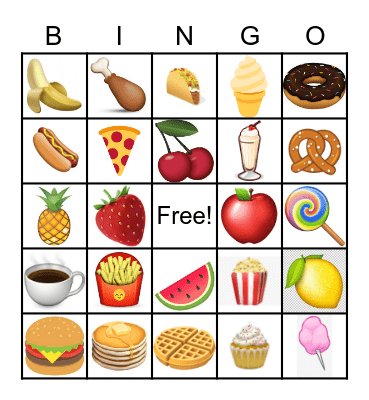 Food Bingo Card