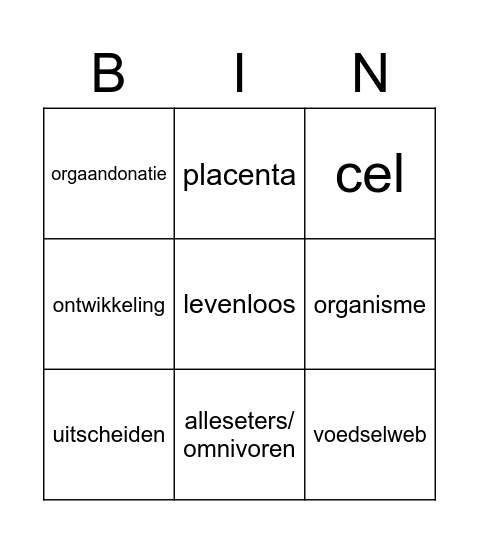 Op leven en dood Bingo Card