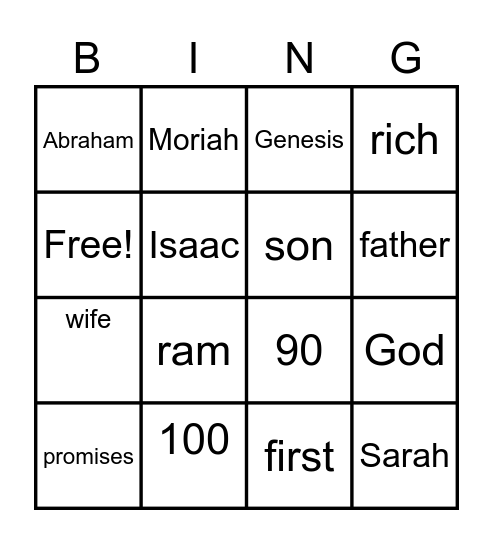 Abraham & Isaac Bingo Card