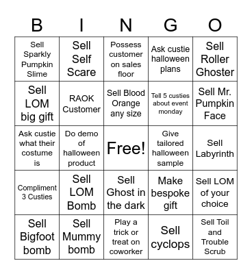 Halloween Raffle Bingo Card