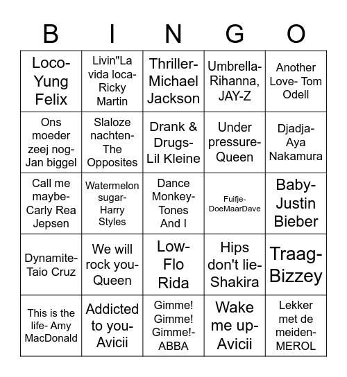 MUZIEK BINGO 2022 Bingo Card
