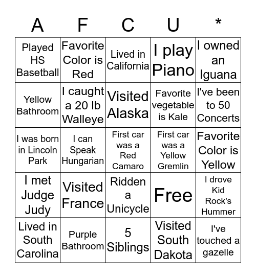 Awakon Bingo Card