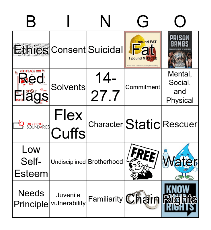 Juvenile Justice Bingo Card